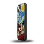 mona lisa x van gogh back phone cover | glass case for iphone 15 plus