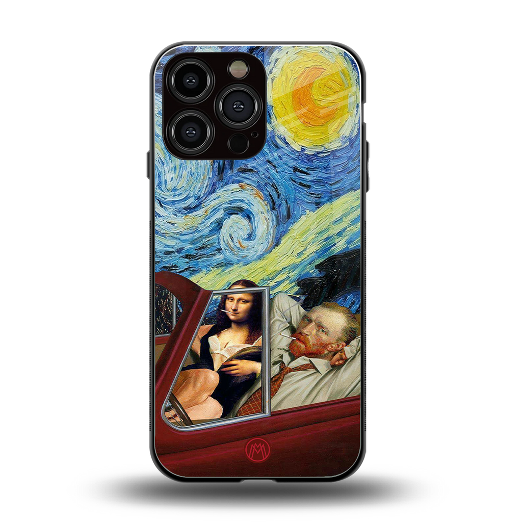 mona lisa x van gogh back phone cover | glass case for iphone 14 pro max