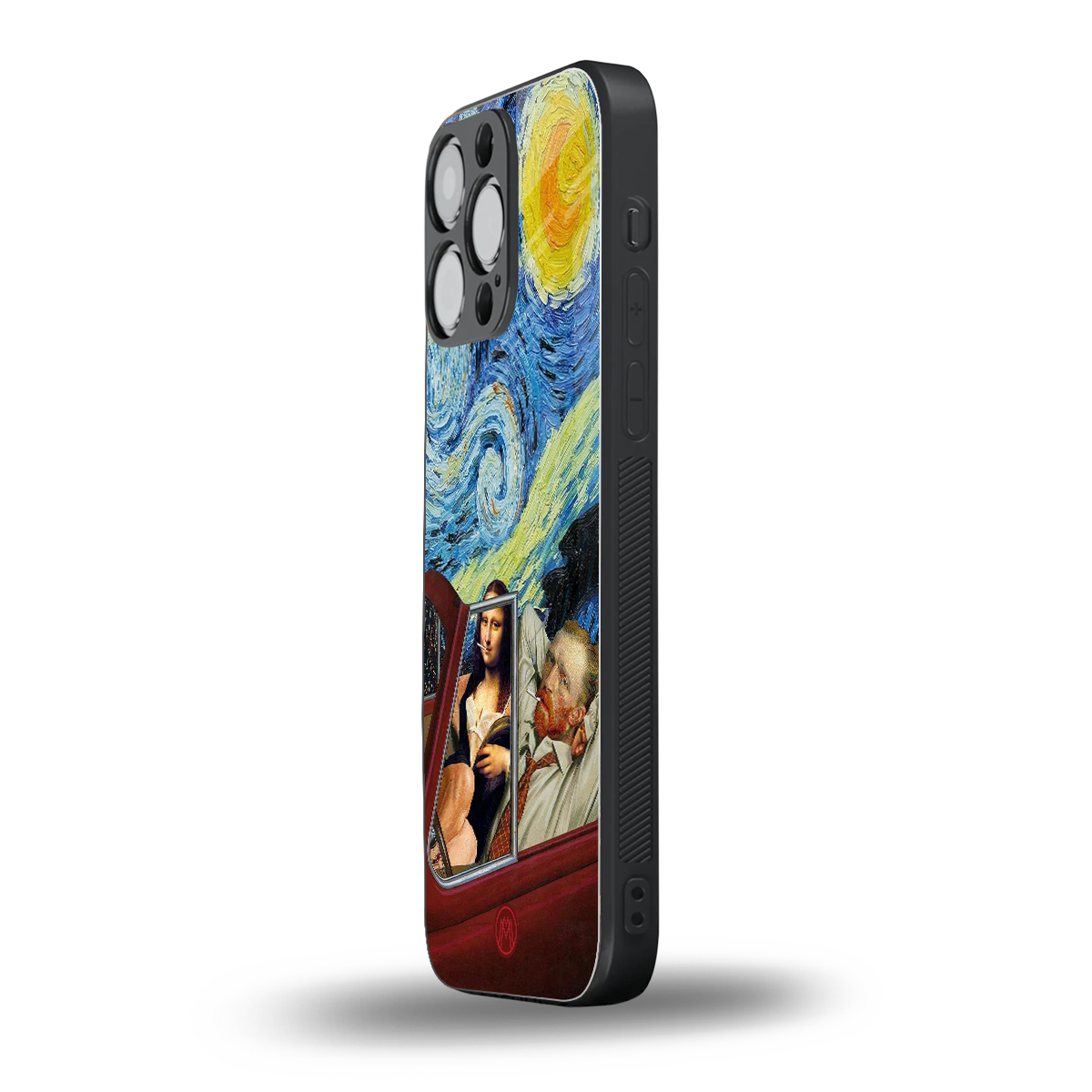 mona lisa x van gogh back phone cover | glass case for iphone 14 pro max