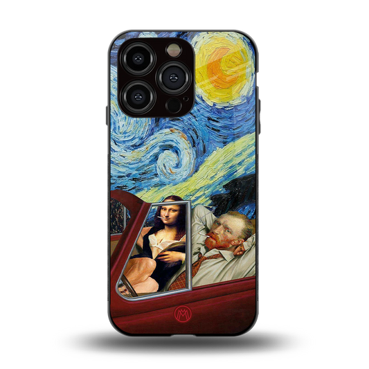 mona lisa x van gogh back phone cover | glass case for iphone 14 pro