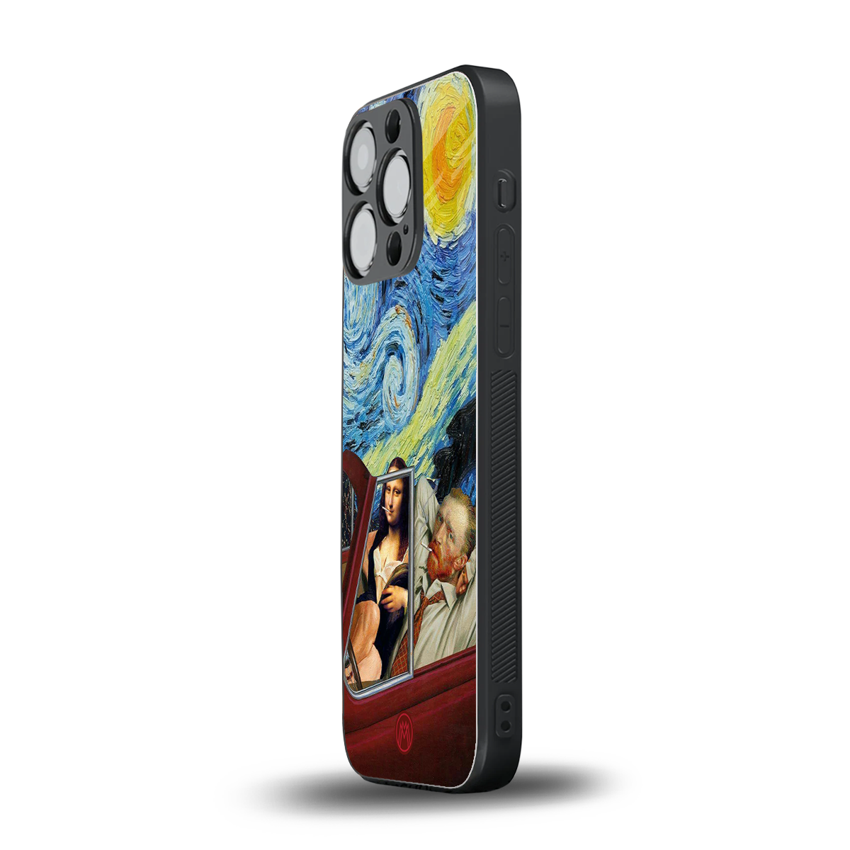 mona lisa x van gogh back phone cover | glass case for iphone 15 pro