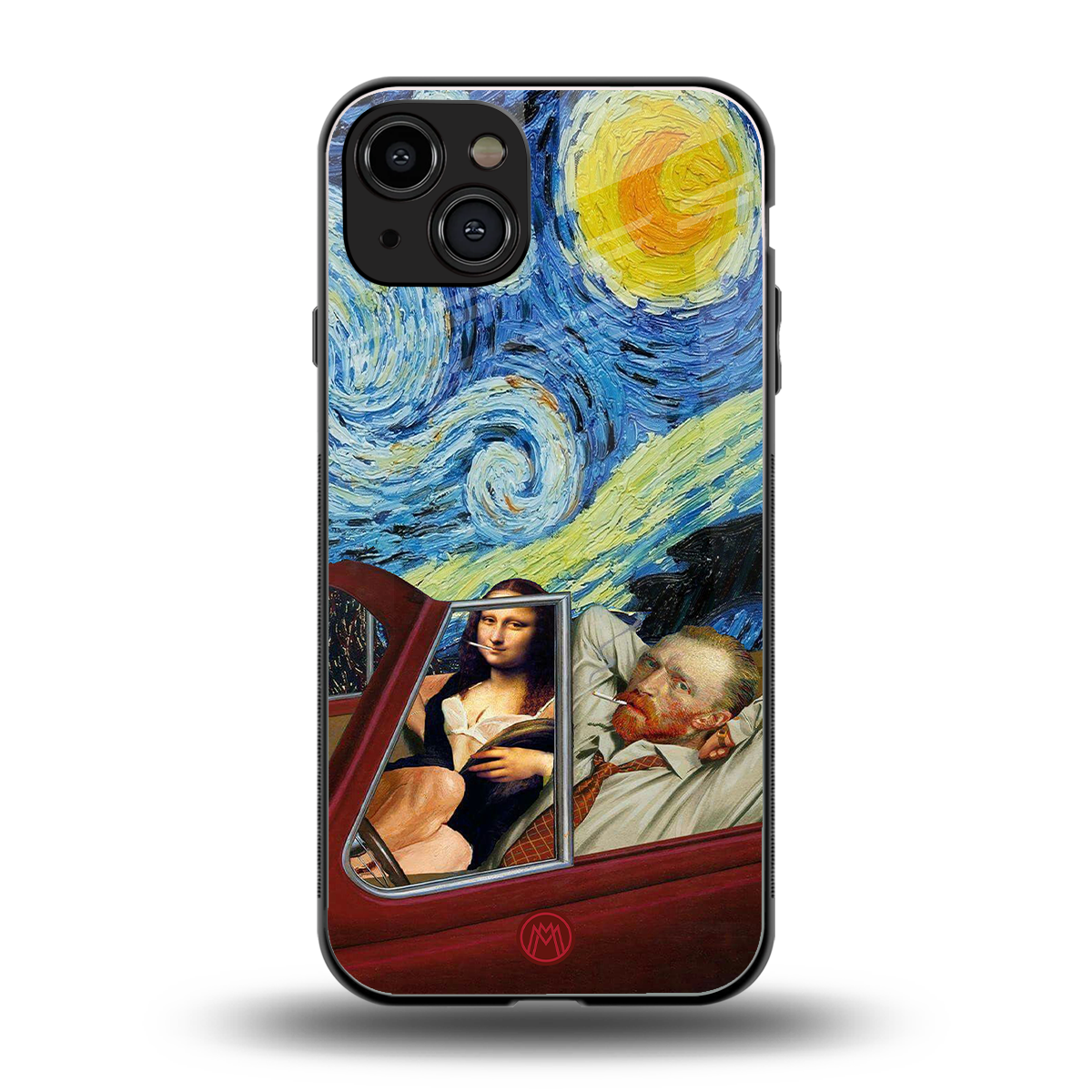 mona lisa x van gogh back phone cover | glass case for iphone 15