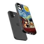 mona lisa x van gogh back phone cover | glass case for iphone 16 plus