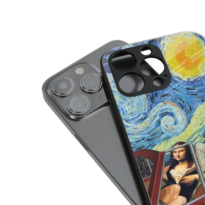 mona lisa x van gogh back phone cover | glass case for iphone 13 mini