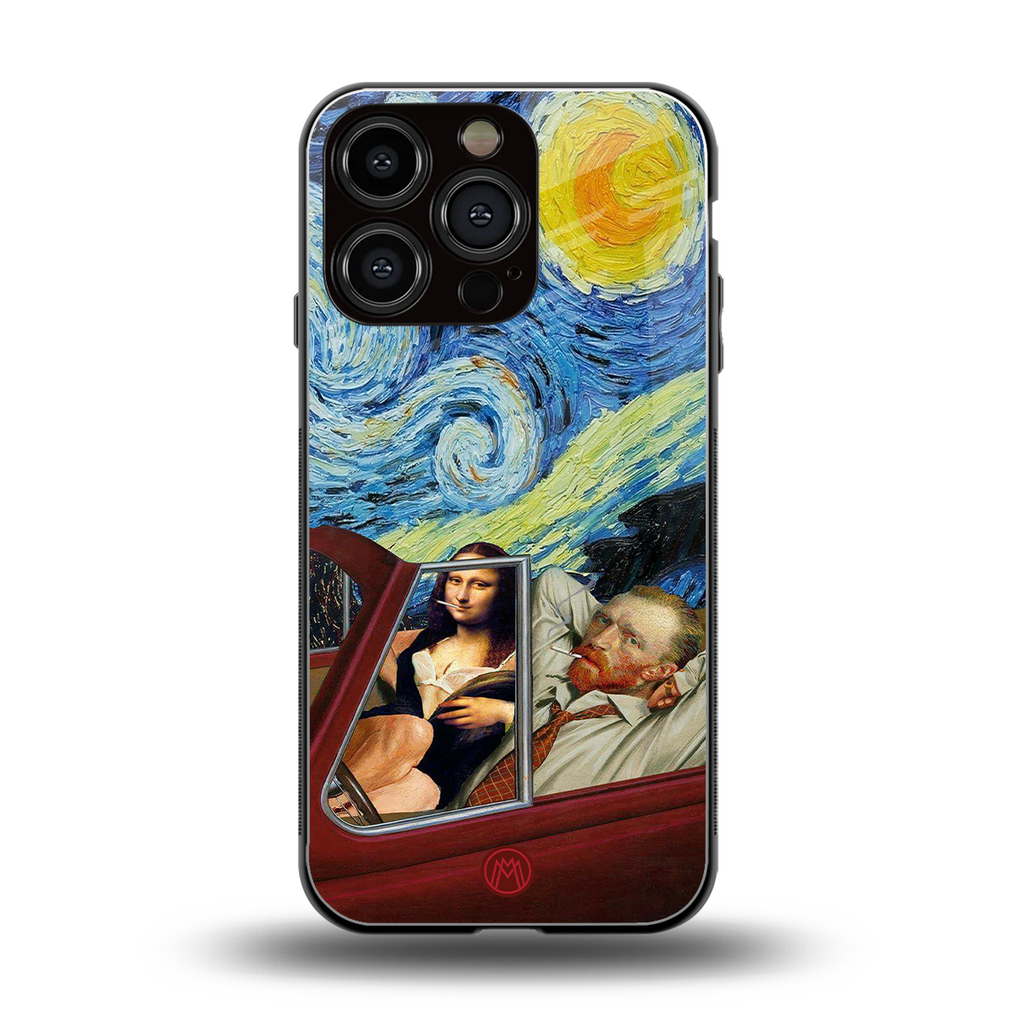 mona lisa x van gogh back phone cover | glass case for iphone 16 pro