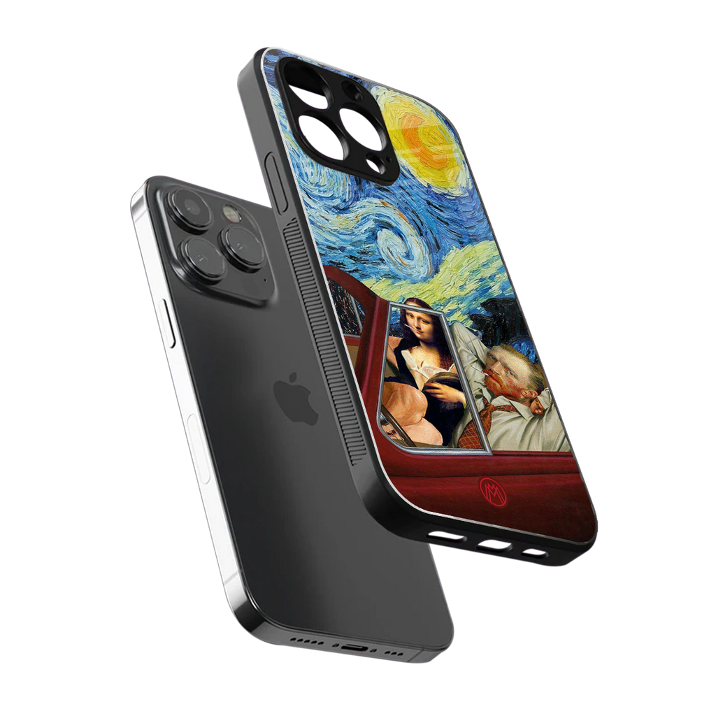 mona lisa x van gogh back phone cover | glass case for iphone 16 pro