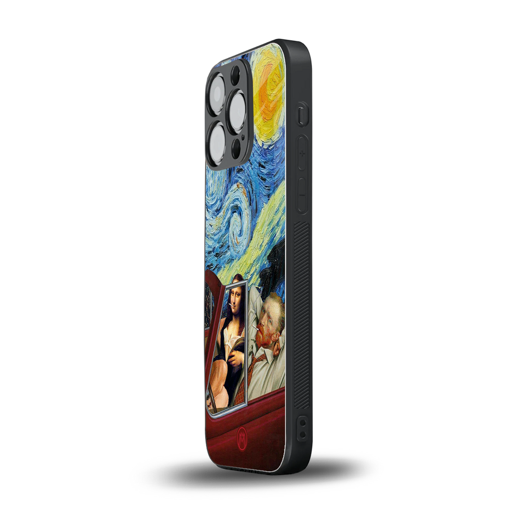 mona lisa x van gogh back phone cover | glass case for iphone 16 pro