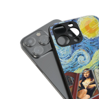 mona lisa x van gogh back phone cover | glass case for iphone 16 pro