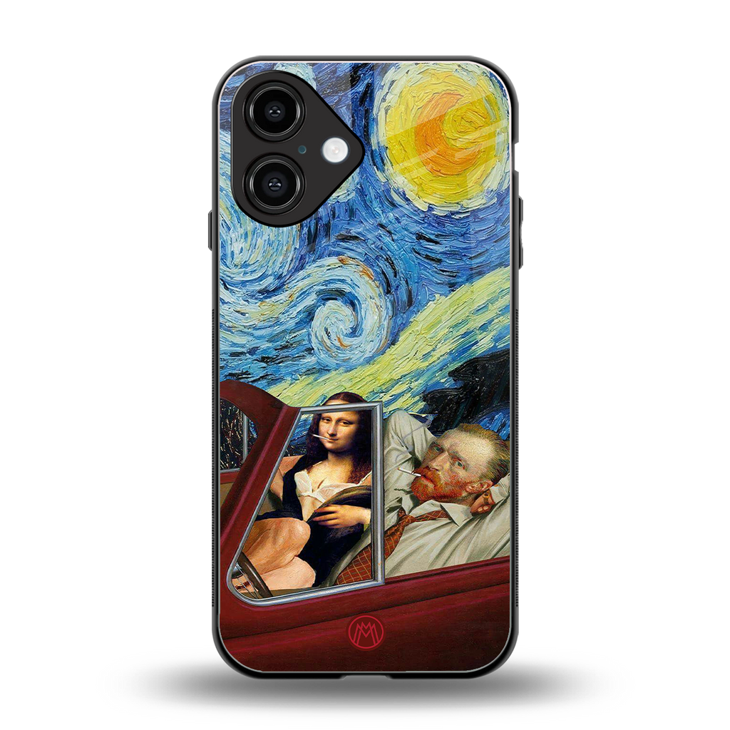 mona lisa x van gogh back phone cover | glass case for iphone 16