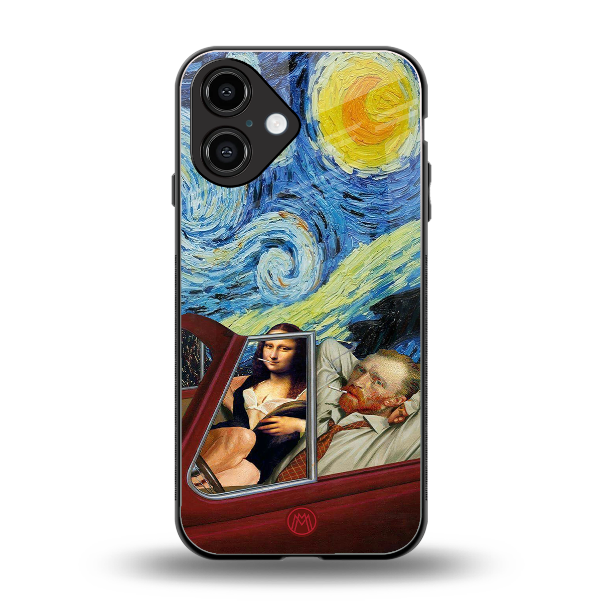 mona lisa x van gogh back phone cover | glass case for iphone 16