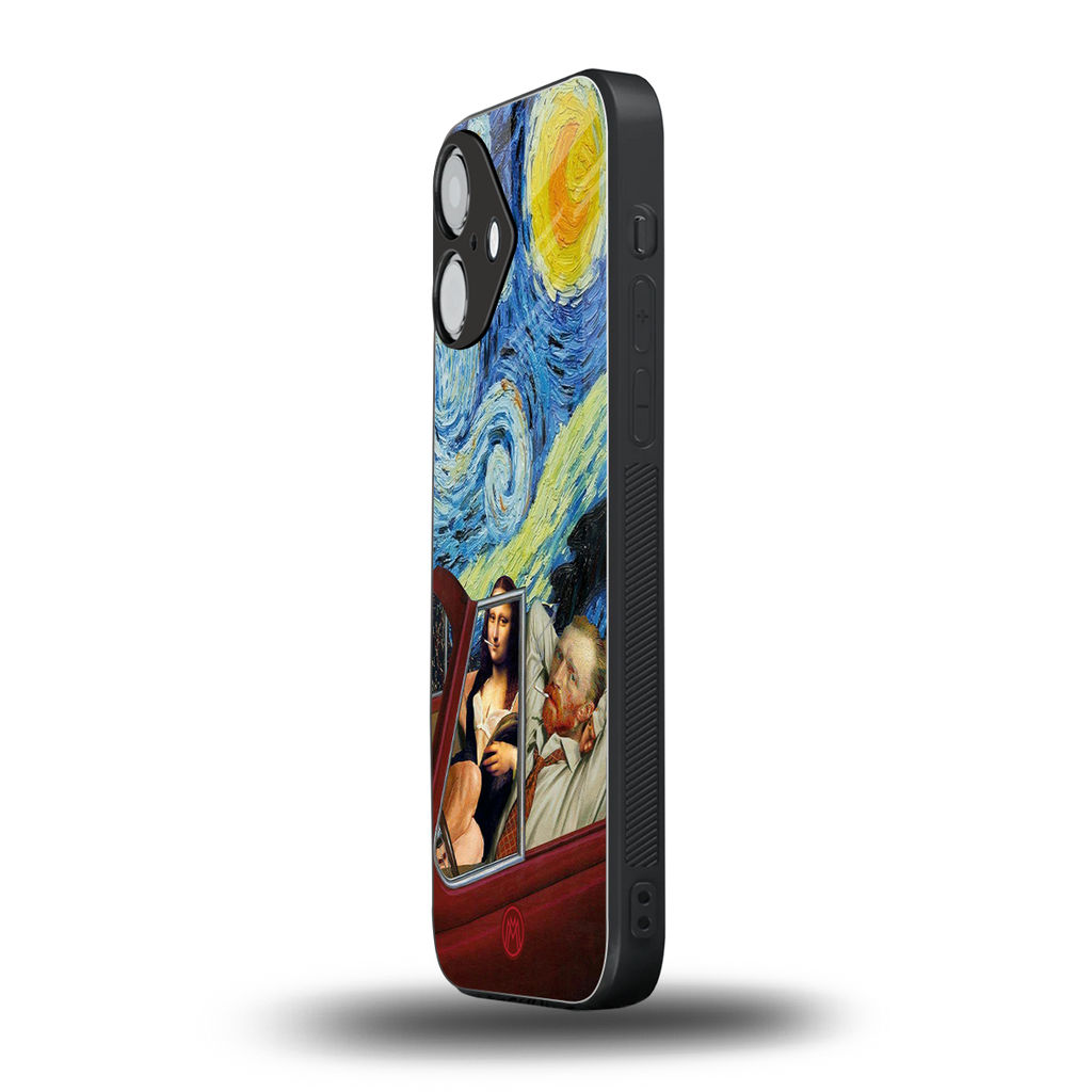mona lisa x van gogh back phone cover | glass case for iphone 16