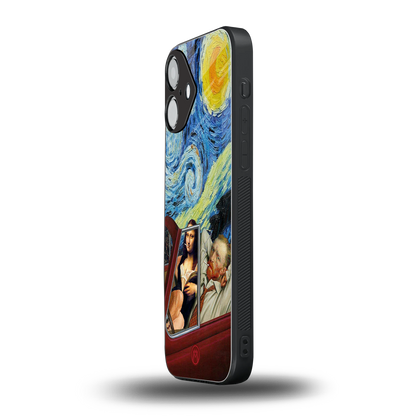 mona lisa x van gogh back phone cover | glass case for iphone 16