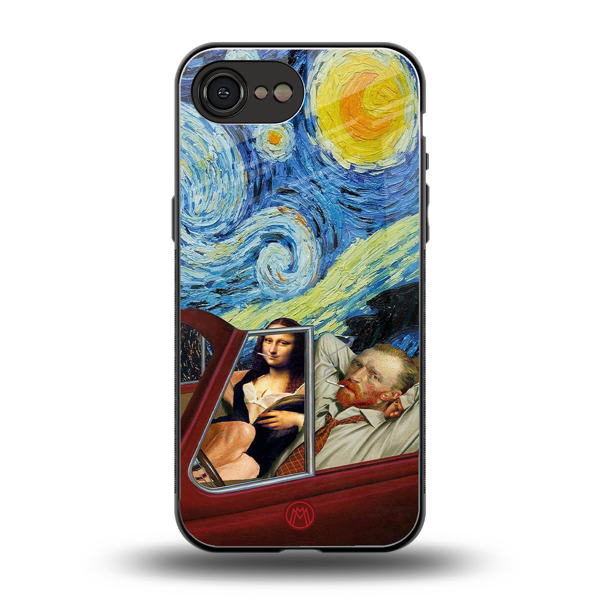 mona lisa x van gogh back phone cover | glass case for iphone 16e
