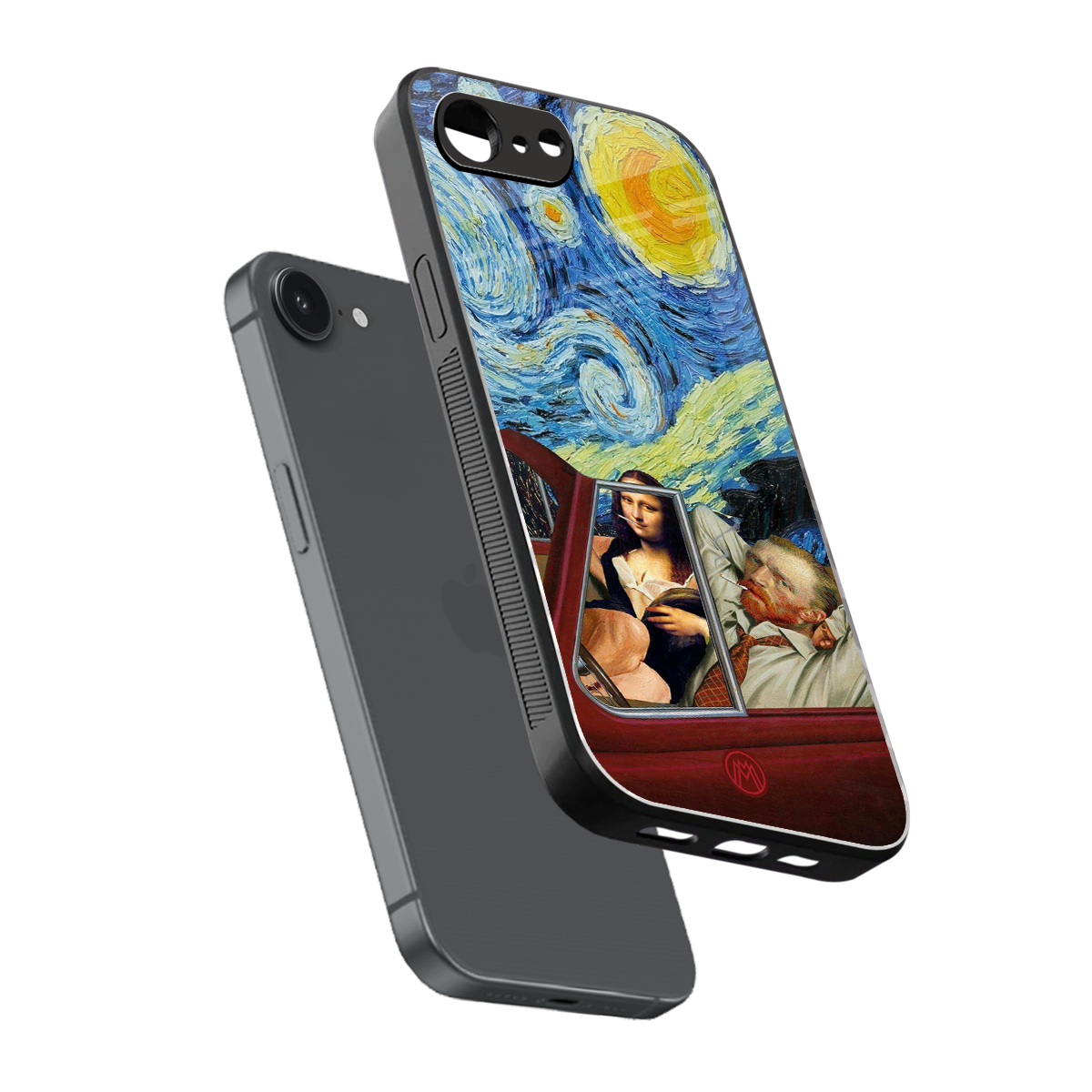mona lisa x van gogh back phone cover | glass case for iphone 16e