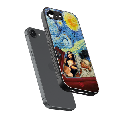 mona lisa x van gogh back phone cover | glass case for iphone 16e