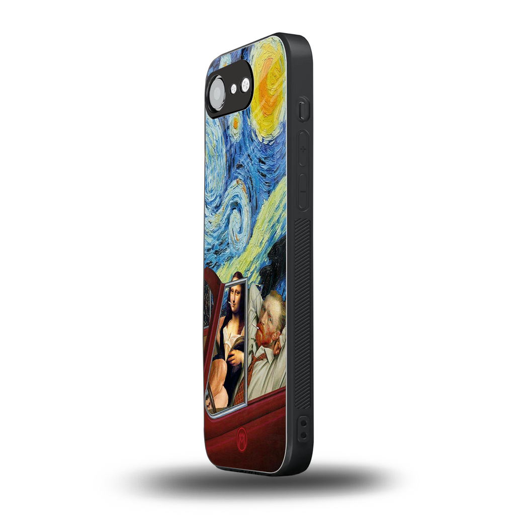 mona lisa x van gogh back phone cover | glass case for iphone 16e