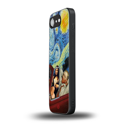 mona lisa x van gogh back phone cover | glass case for iphone 16e