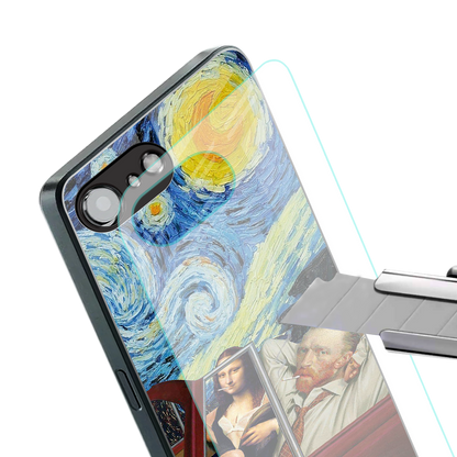mona lisa x van gogh back phone cover | glass case for iphone 16e