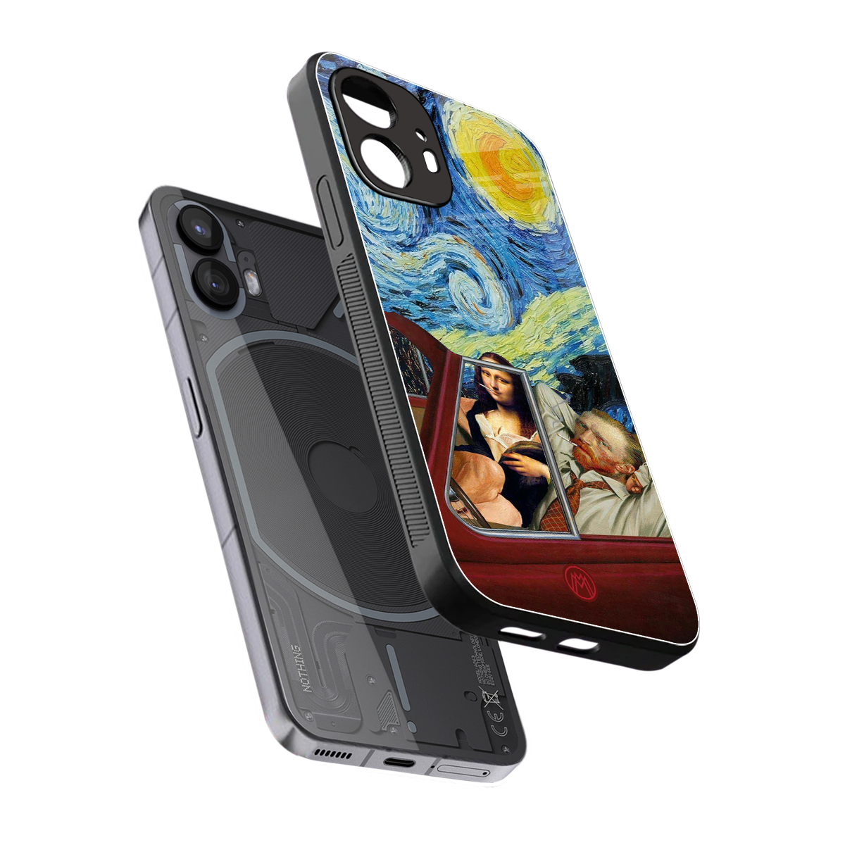mona lisa x van gogh back phone cover | glass case for nothing phone 2