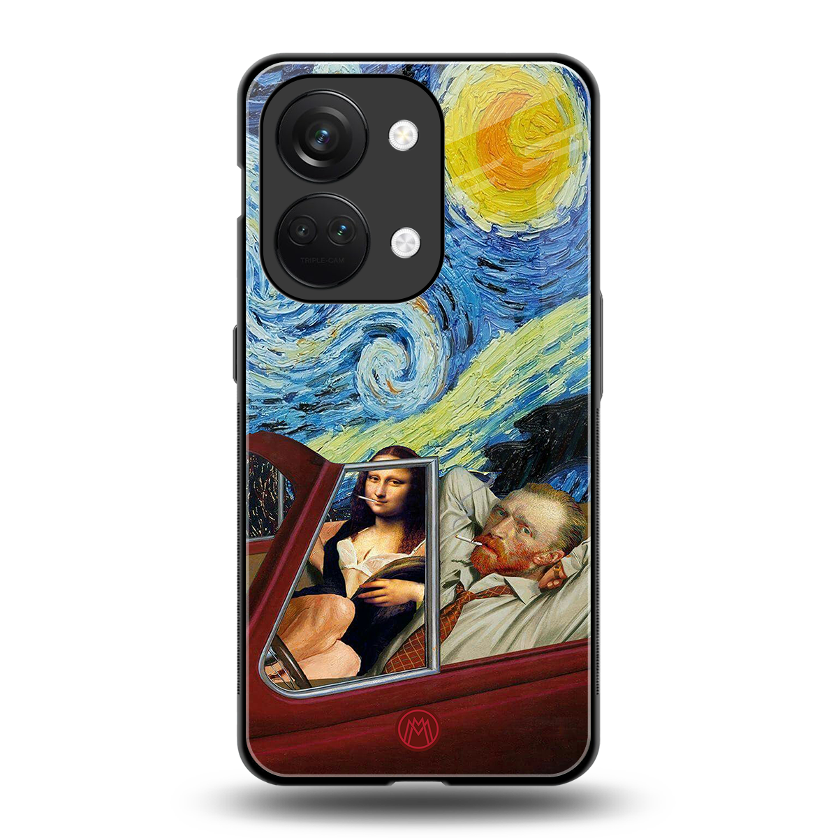 mona lisa x van gogh back phone cover | glass case for oneplus nord 3