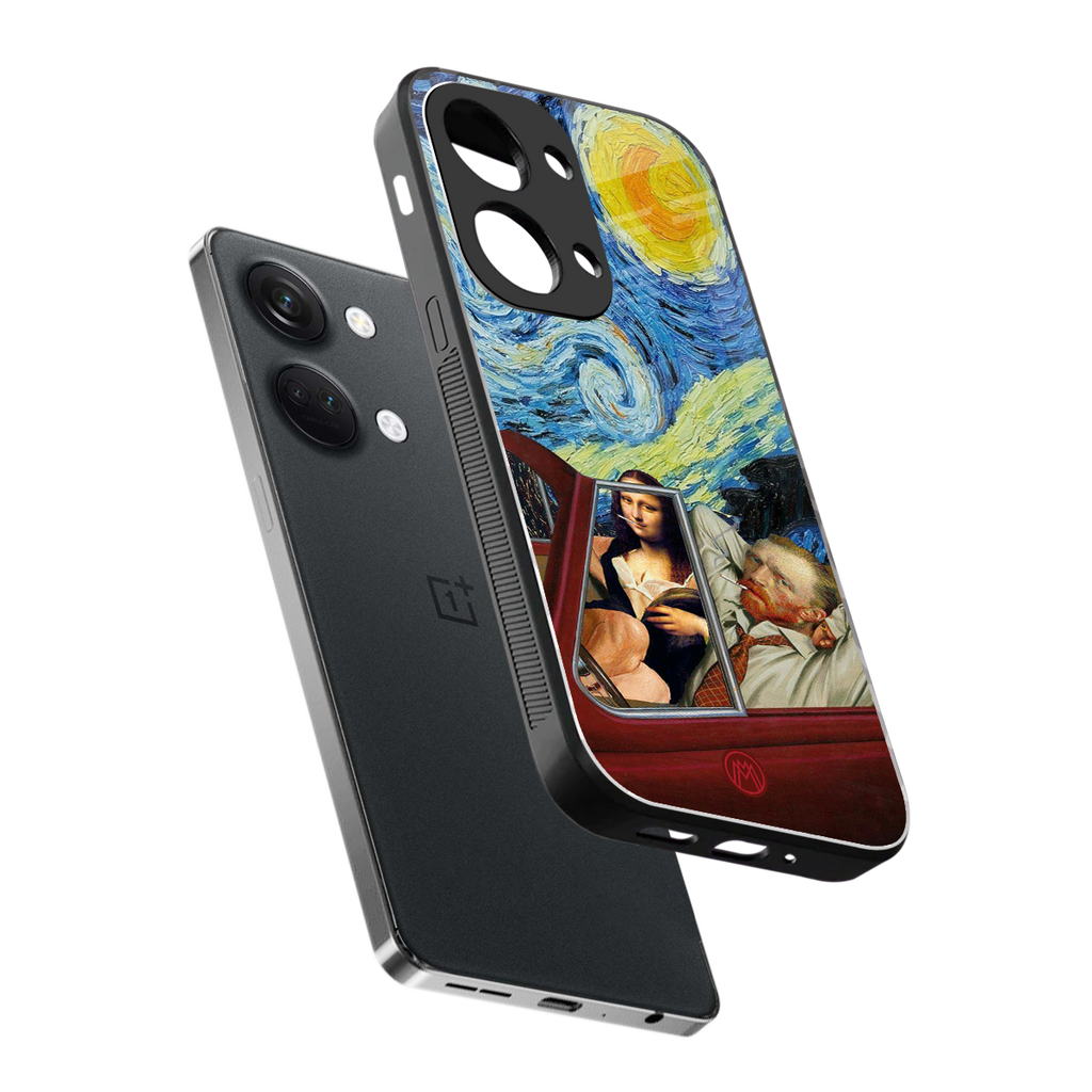 mona lisa x van gogh back phone cover | glass case for oneplus nord 3