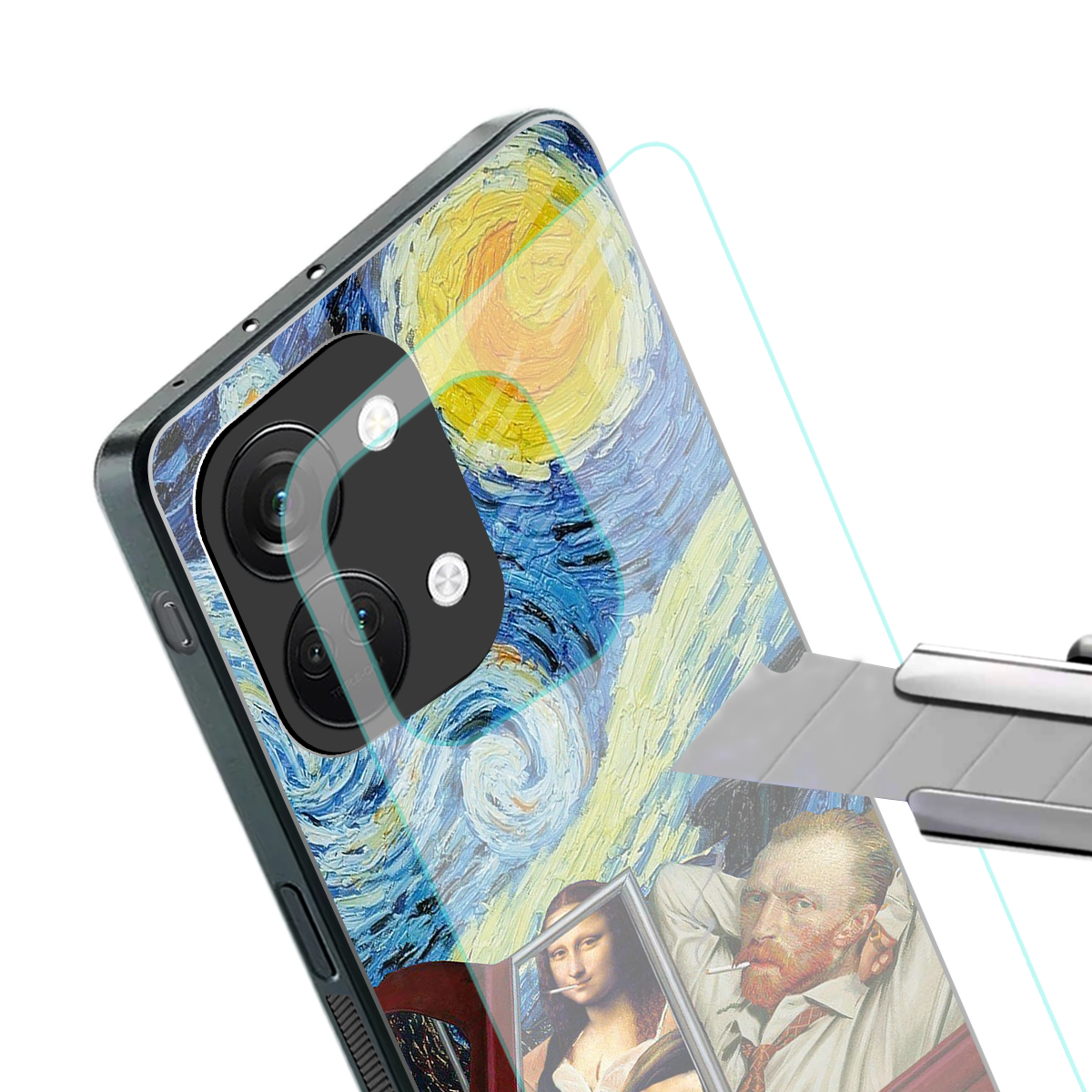 mona lisa x van gogh back phone cover | glass case for oneplus nord 3