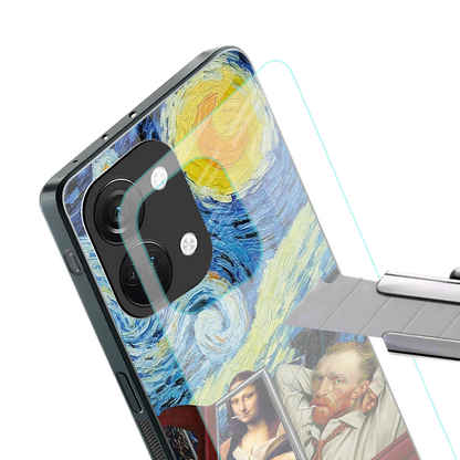 mona lisa x van gogh back phone cover | glass case for oneplus nord 3