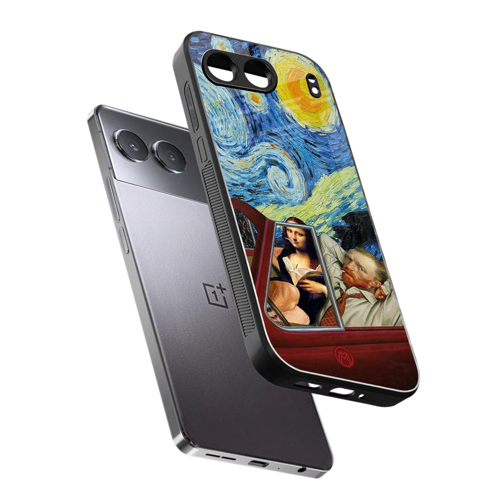 mona lisa x van gogh back phone cover | glass case for oneplus nord 4