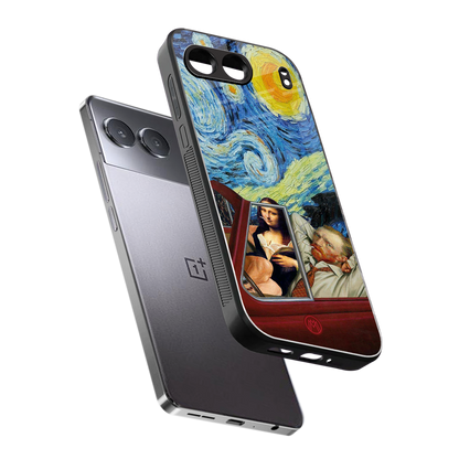 mona lisa x van gogh back phone cover | glass case for oneplus nord 4