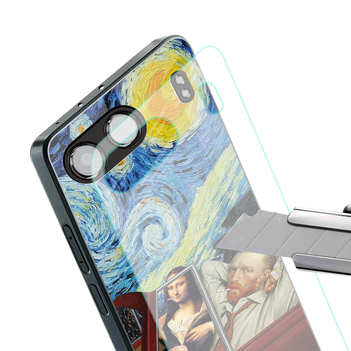 mona lisa x van gogh back phone cover | glass case for oneplus nord 4
