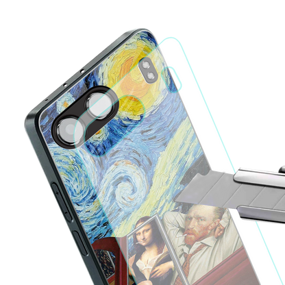 mona lisa x van gogh back phone cover | glass case for oneplus nord 4