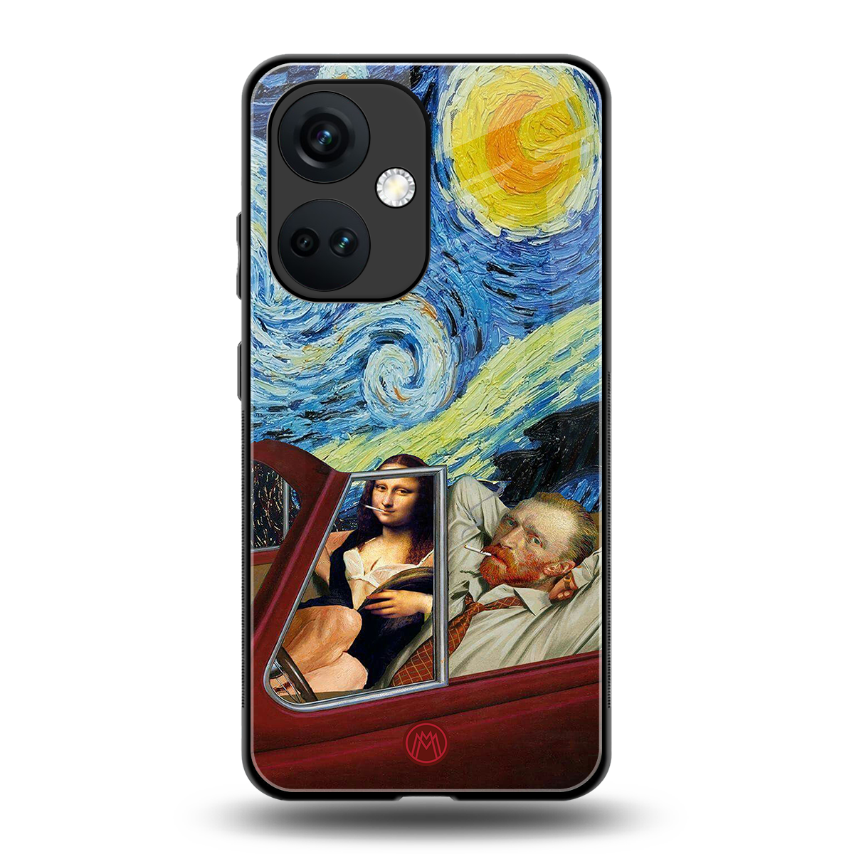 mona lisa x van gogh back phone cover | glass case for oneplus nord ce 3
