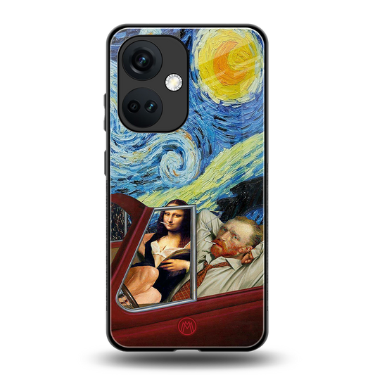 mona lisa x van gogh back phone cover | glass case for oneplus nord ce 3