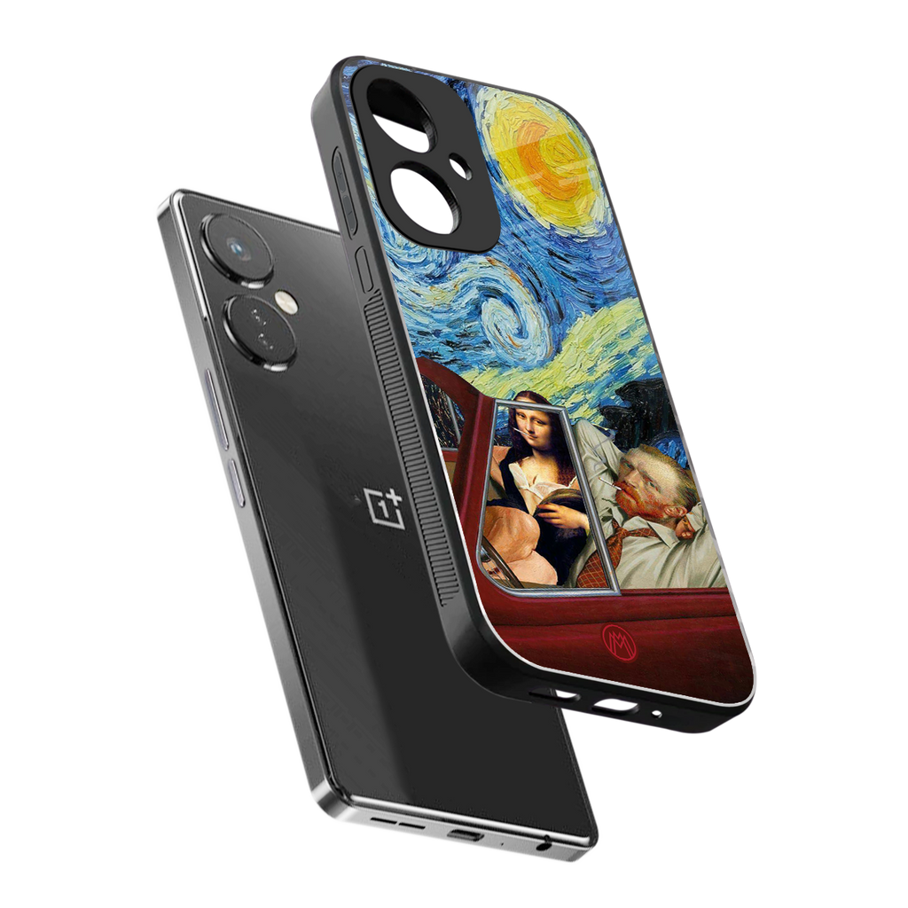 mona lisa x van gogh back phone cover | glass case for oneplus nord ce 3