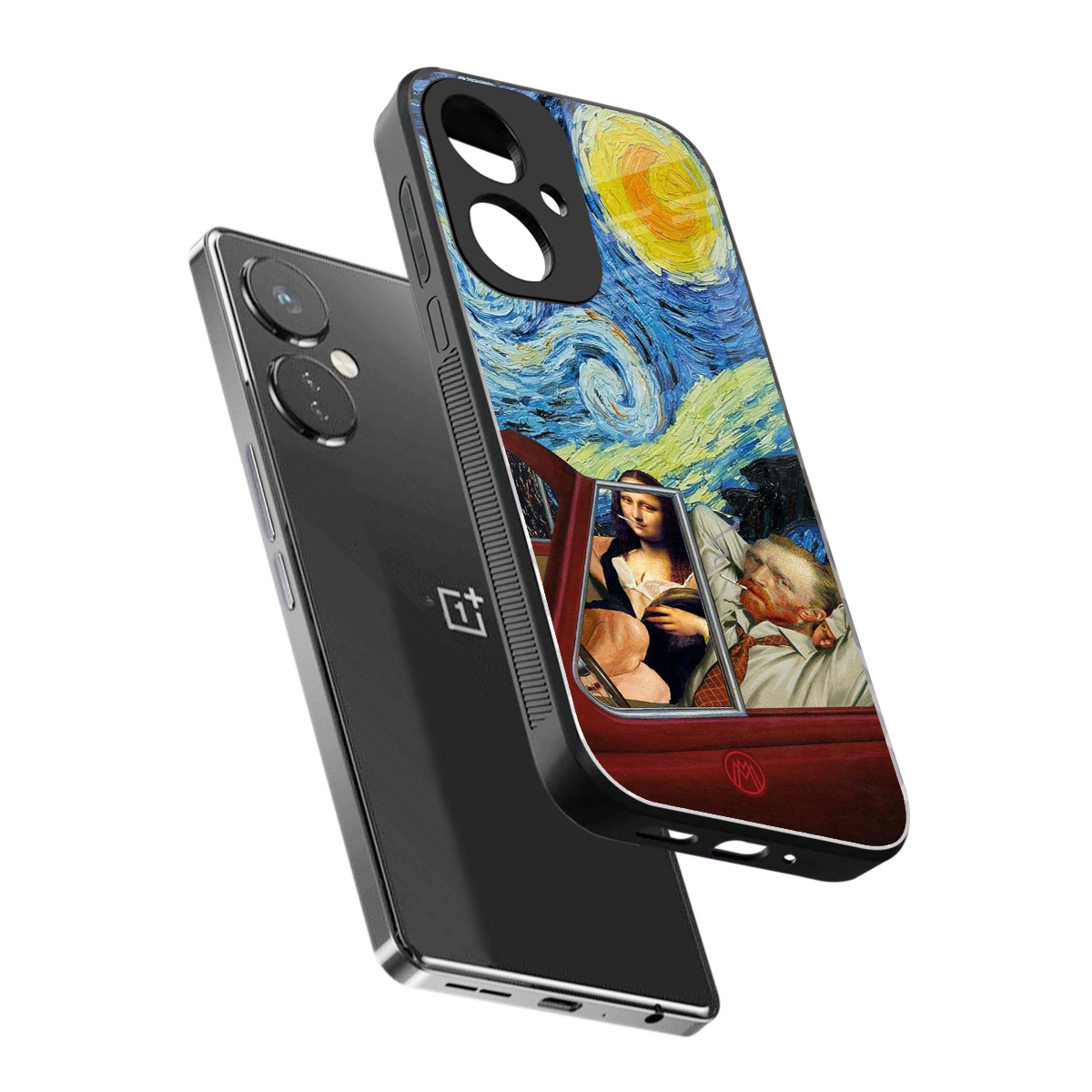 mona lisa x van gogh back phone cover | glass case for oneplus nord ce 3