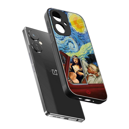 mona lisa x van gogh back phone cover | glass case for oneplus nord ce 3