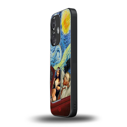 mona lisa x van gogh back phone cover | glass case for oneplus nord ce 3