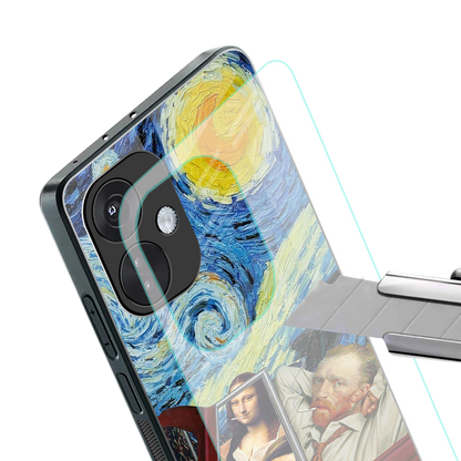 mona lisa x van gogh back phone cover | glass case for oneplus nord ce 3