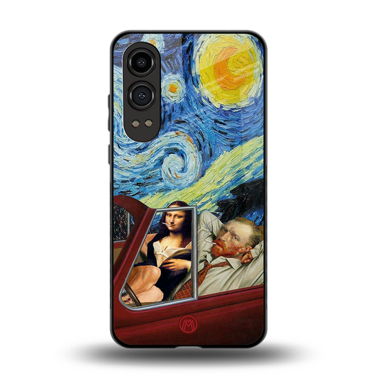 mona lisa x van gogh back phone cover | glass case for oneplus nord ce 4 lite