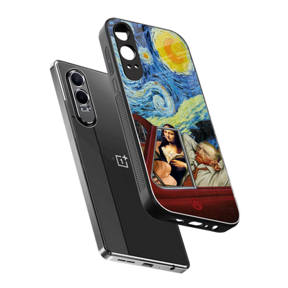 mona lisa x van gogh back phone cover | glass case for oneplus nord ce 4 lite