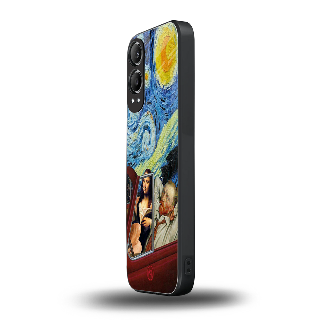 mona lisa x van gogh back phone cover | glass case for oneplus nord ce 4 lite