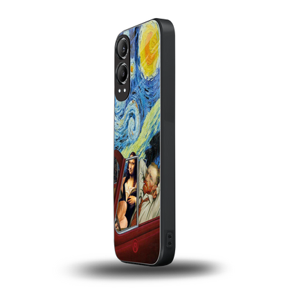 mona lisa x van gogh back phone cover | glass case for oneplus nord ce 4 lite