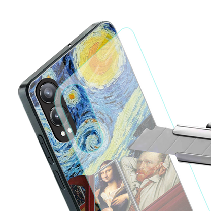 mona lisa x van gogh back phone cover | glass case for oneplus nord ce 4 lite