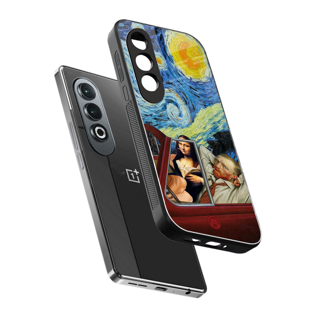 mona lisa x van gogh back phone cover | glass case for oneplus nord ce 4
