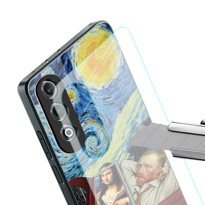 mona lisa x van gogh back phone cover | glass case for oneplus nord ce 4