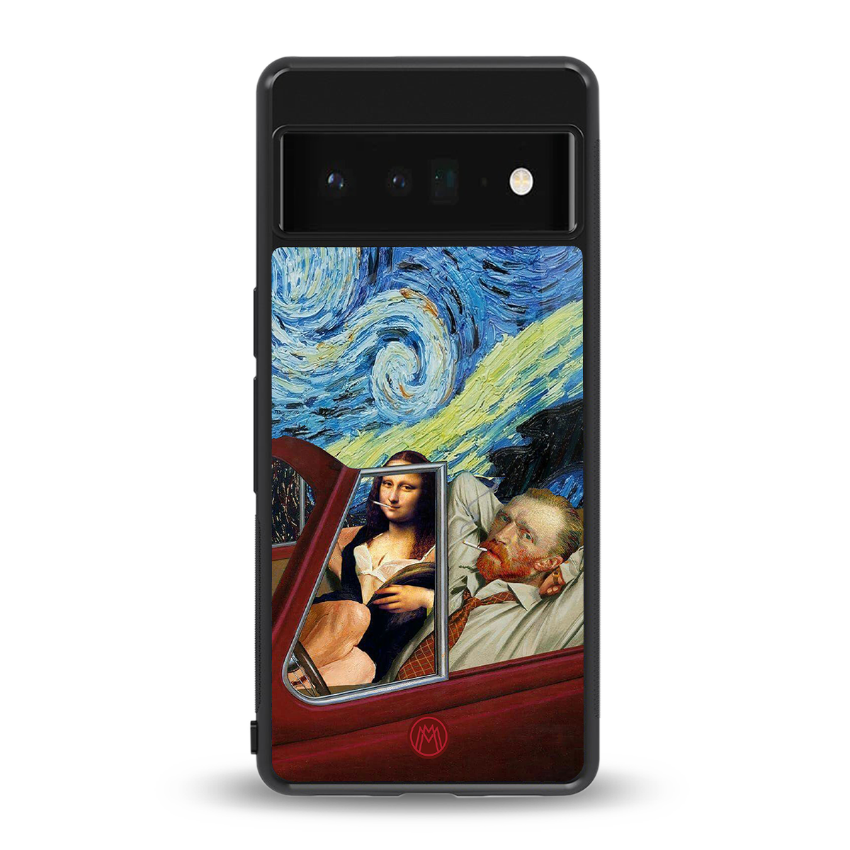 mona lisa x van gogh back phone cover | glass case for google pixel 6 pro