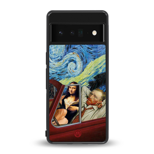 mona lisa x van gogh back phone cover | glass case for google pixel 6 pro