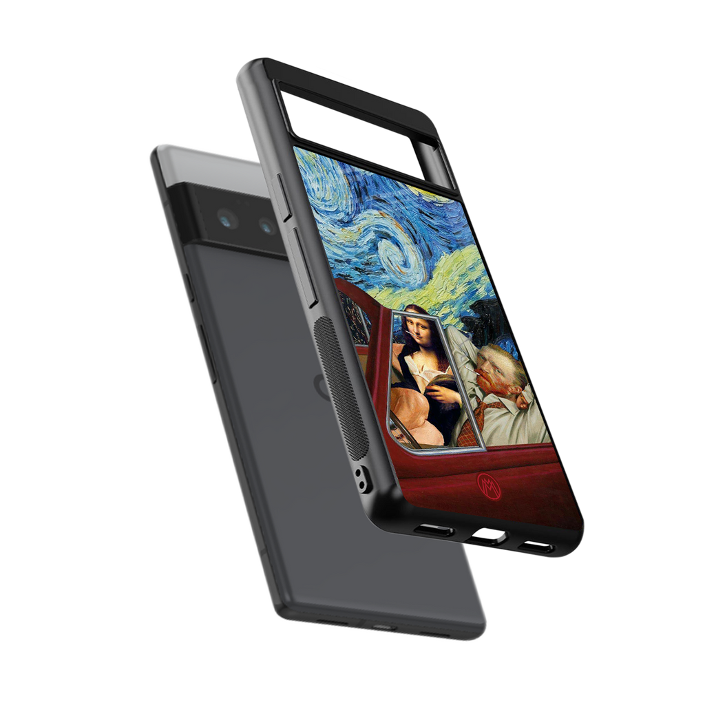mona lisa x van gogh back phone cover | glass case for google pixel 6 pro