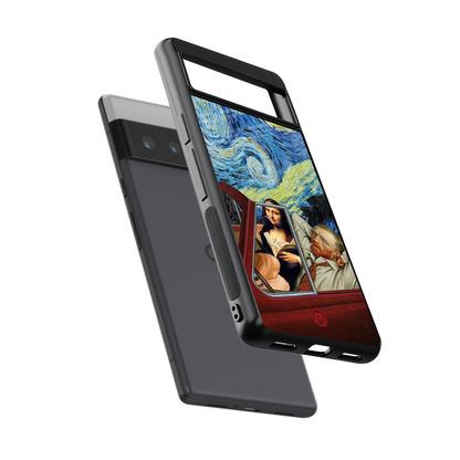 mona lisa x van gogh back phone cover | glass case for google pixel 6 pro