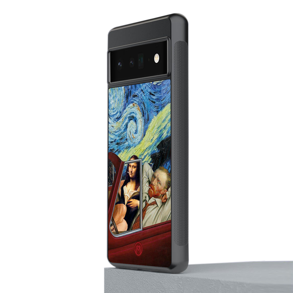 mona lisa x van gogh back phone cover | glass case for google pixel 6 pro